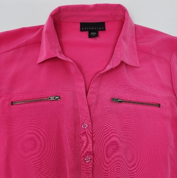 Attention Women's Hot Pink Lightweight Elastic Waist Dress‎ Size Large - Picture 5 of 15